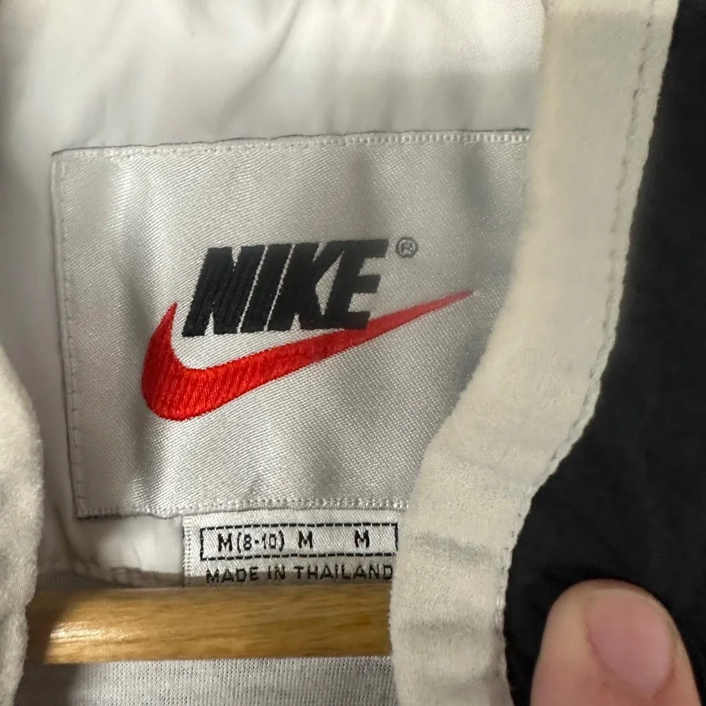 Nike Windbreaker Jacket‎ Black White Full Zip Swoosh Logo Athletic Size M